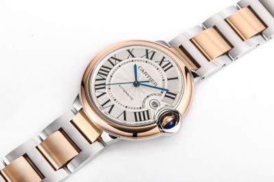 SJ Factory Cartier 42MM in Diameter Automatic Mechanical Movement Rose Gold Bezel Men White Watch